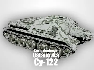 SU122 - Soviet Union Self propelled gun - Snow Coated Free low-poly 3D model