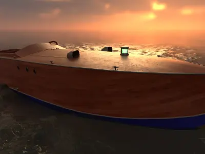 Vintage Boat - Nelson Zimmer Palm Beach 22 - Rigged and Animated Low-poly 3D model