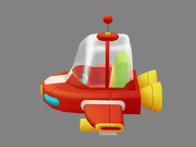 Cartoon spaceship Low-poly 3D model