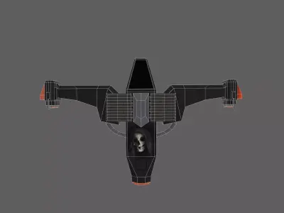 Spaceship spacecraft with orange light Low-poly 3D model