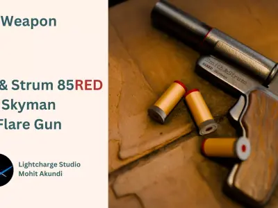 Historic World War 2 Era Flare Gun Pistol Low-poly 3D model