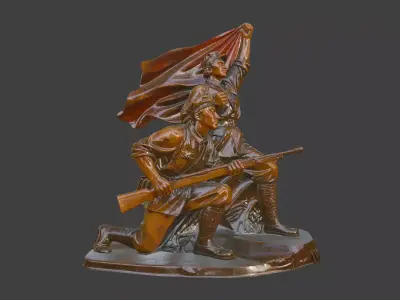 Military sculpture warrior  military battle war hero  soldier 3D print model 4