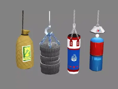 Cartoon sandbags Low-poly 3D model