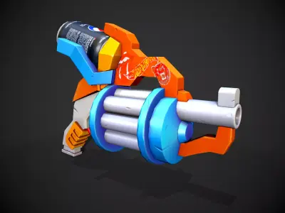 Stylized Gun Low Poly Low-poly 3D model