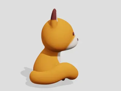 Cute fox sitting  3D model