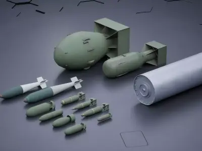  Aircraft Bomb Pack Low-poly 3D model
