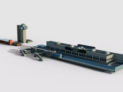 Airport Terminal Save Ballesteros - Santander Low-poly 3D model