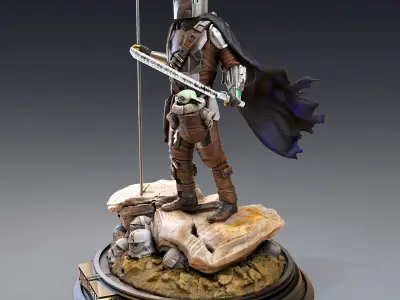 The Mandalorian 2 statue of star wars character 3D print model purchase