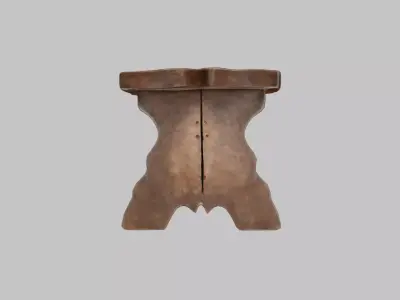 Vintage Wooden Stool 3D Model Low-poly 3D model