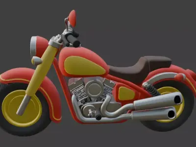 Cartoon Red Motorcycle 3D Model 3D model 4