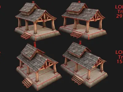 Medieval Storage Low-poly 3D model