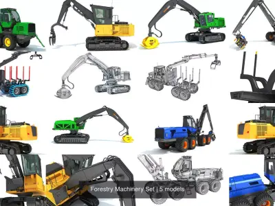 Forestry Machinery Set 3D Model Pack