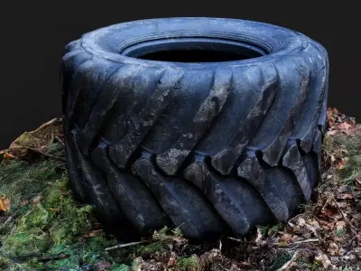 truck tractor tire junkyard debris PBR photogrammetry Low-poly 3D model