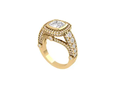 Cushion Art Deco Ring  3D print model