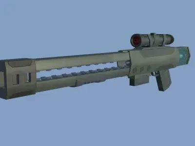 Railgun for games Low-poly 3D model