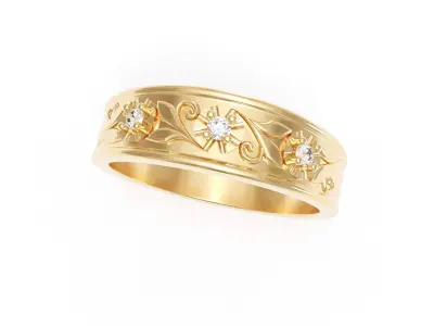 Vintage Style Scroll and Illusion Setting Ring 3d Model 3D print model
