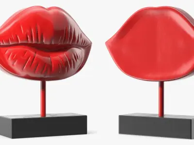  Modern Lips Art Sculpture Red 