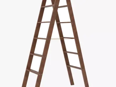 Double Sided Wooden Ladder Brown 3D model