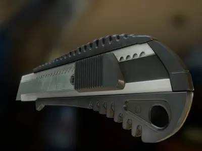 Box Cutter Lowpoly Black Plastic - Gameready - PBR Textures Low-poly 3D model