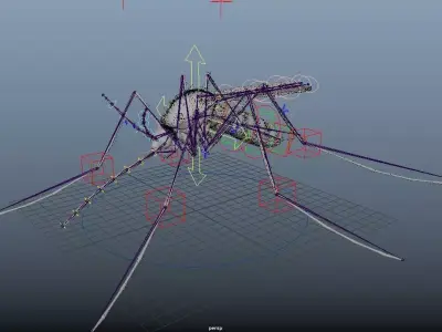 Rigged Black Mosquito 3D model