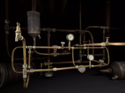 Pipes System Low-poly 3D model