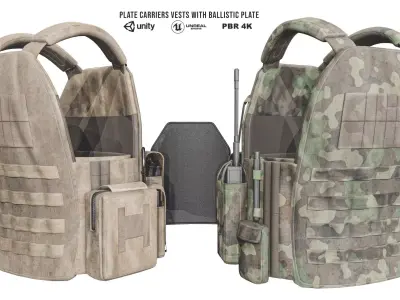 Plate Carriers Vests With Armour Plate Low-poly 3D model