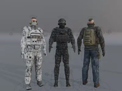 PBR Rigged Game Ready Military Characters Low-poly 3D model