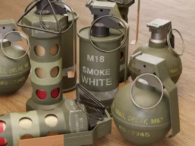 Game Ready Grenades Low-poly 3D model