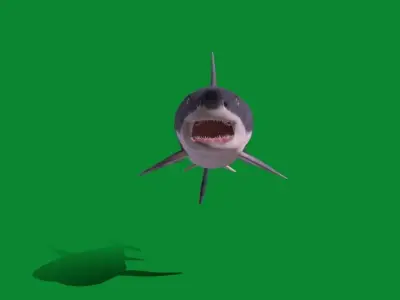 Great White Shark Low-poly 3D model 12