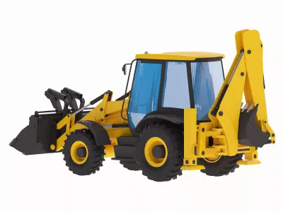 Loader Backhoe Wheeled 3CX Low-poly 3D model