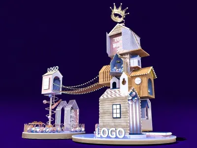 Christmas Christmas arrangement commercial design stage 3D model purchase