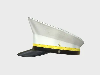 Police Cap 05 White - Military Character Design Fashion Low-poly 3D model