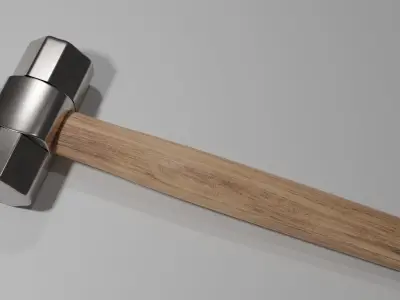 Hammer 3d model low poly with wooden handle 3D model