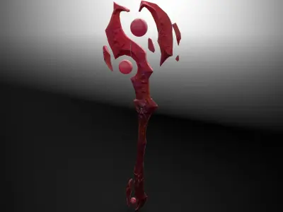 Magic crystal orb staff weapon In 6 color schemes Low-poly 3D model