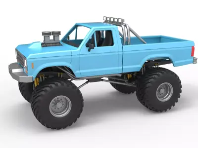 Vintage Monster Truck Scale 1 to 25 3D print model purchase