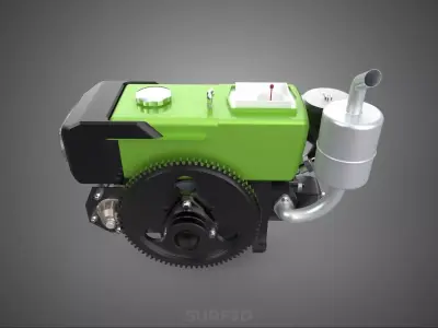 GREEN DIESEL ENGINE MACHINE HEADLIGHT HEADLAMP HEAD LAMP LIGHT 4 3D model