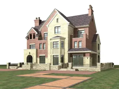 Villa brick house 3D model
