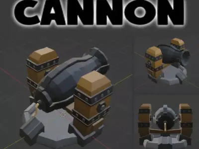 Cannon 3D model 9