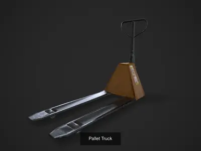 Pallet Truck and Fitting Wooden Pallet 3D Model Pack