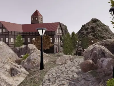 Mountain Village Landscape 3D model purchase