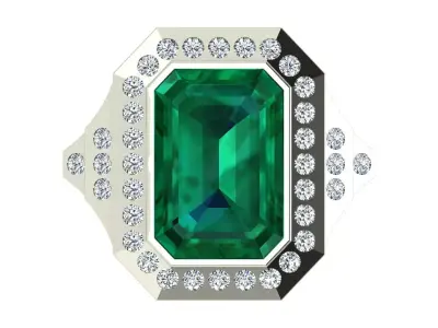 Emerald cut Ring Antique Style 3D print model