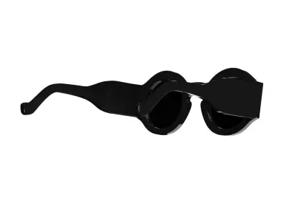 Matt Black Round Sunglasses 3D model