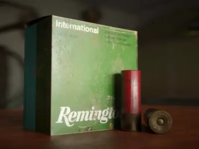 Shotgun shell gauge 12 and Remington shell box Low-poly 3D model