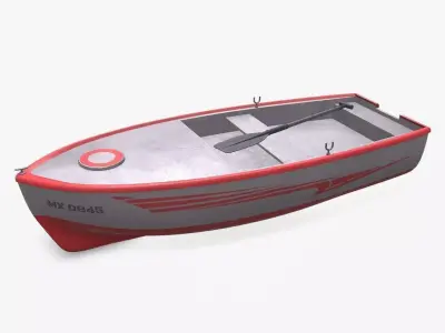Row Boat Low-poly PBR Low-poly 3D model