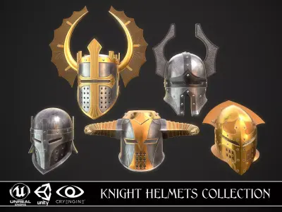 Knight Helmet Collection 2 3D Model Pack