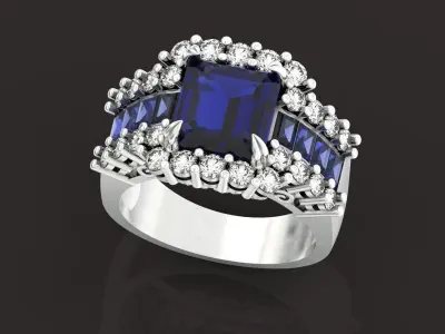 antique Engagement Ring elegant baguette diamonds  1331 3D print model