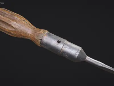 Vintage Screwdriver - Game Ready Prop AAA AR and VR Low-poly 3D model
