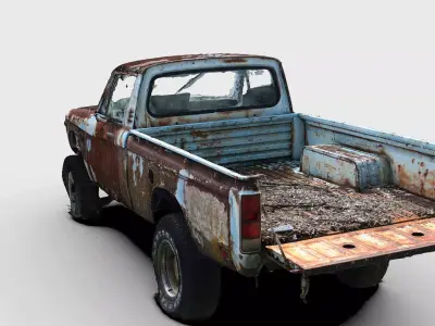 Pickup Truck  Rusted Wrecked Vintage Chevrolet Off-road Low-poly 3D model