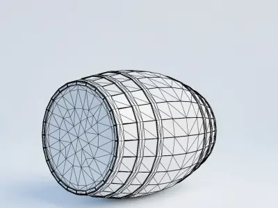 Wine Barrel Low Poly PBR 3D Model Low-poly 3D model