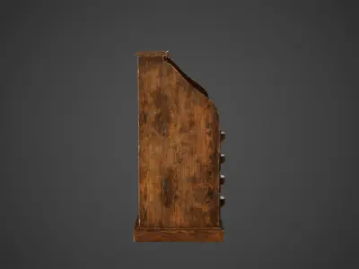 Wood Antique Desk Low Poly Game Ready Low-poly 3D model
